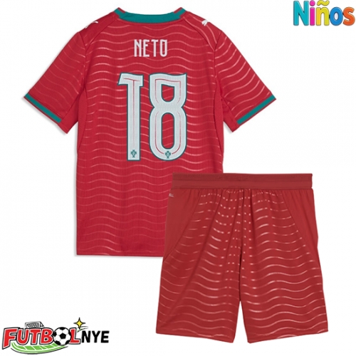 Camiseta Portugal Pedro Neto #18 Primera Equipación para niños Mundial 2026 manga corta (+ pantalones cortos)